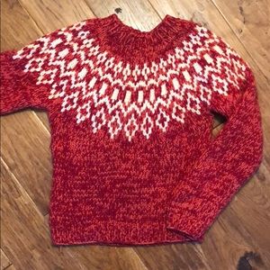 American Eagle Outfitters Red and White Sweater